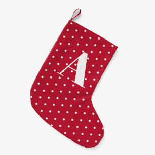 Petite Chaussette De Noël Pois rouges et blancs monogrammes