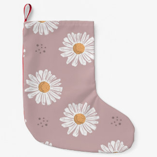 Petite Chaussette De Noël Poitrine rose : Motif à répétition florale.