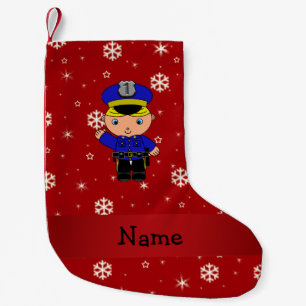 Petite Chaussette De Noël Police de nom personnalisée flocons de neige rouge