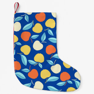Petite Chaussette De Noël Pommes feuilles, arrière - plan bleu, motif transp