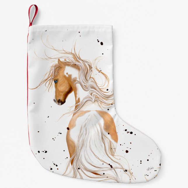 Petite Chaussette De Noël Poney de peinture de palomino par le bas de Noël (Devant)