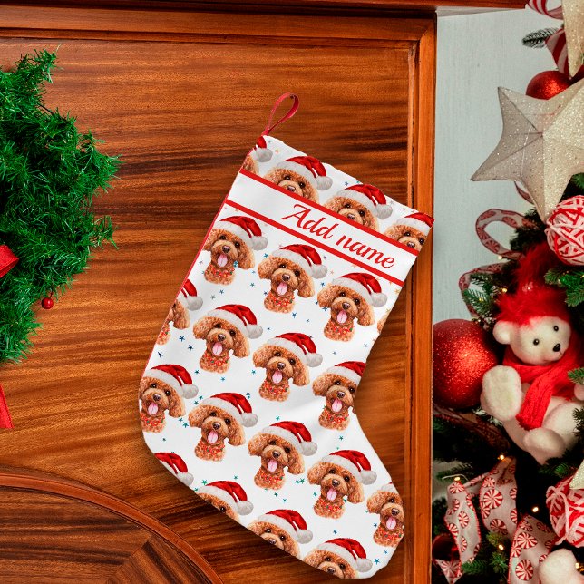 Petite Chaussette De Noël Poodle Dog Breed Christmas Stars (Créateur téléchargé)