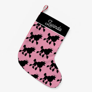 Petite Chaussette De Noël Poodles rocheux Vintages sur rose