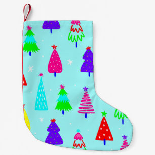 Petite Chaussette De Noël pop art coloré de l'arbre de Noël bleu