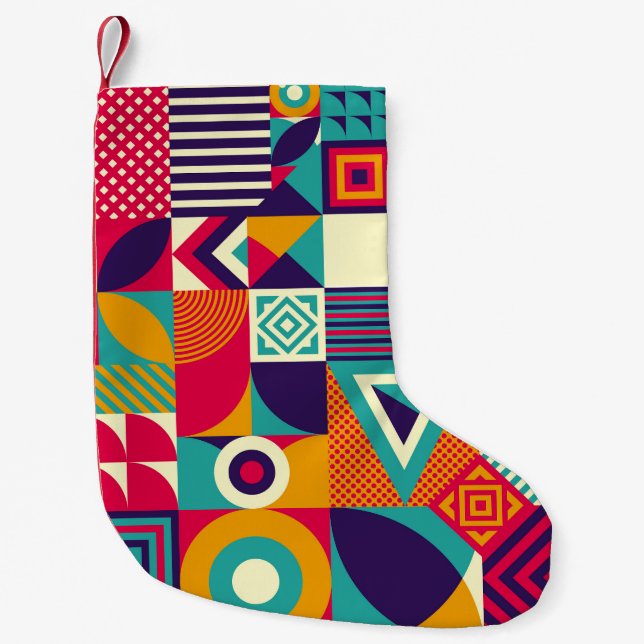 Petite Chaussette De Noël Pop formes géométriques abstraites, motif transpar (Devant)