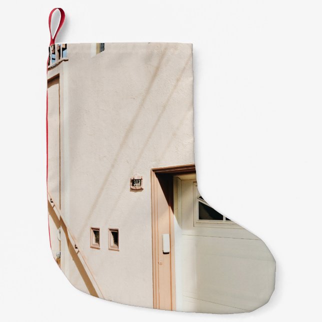 PETITE CHAUSSETTE DE NOËL PORTE EN BOIS BLANC FERMÉE (Devant)