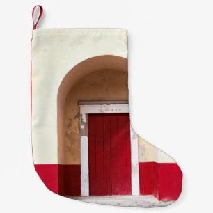 PETITE CHAUSSETTE DE NOËL PORTE EN BOIS ROUGE
