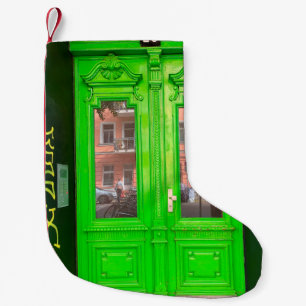 PETITE CHAUSSETTE DE NOËL PORTE EN VERRE VERT EN BOIS