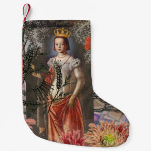 Petite Chaussette De Noël Portrait de femme Vierge Antique Coloré Riche