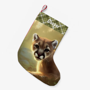Petite Chaussette De Noël Portrait de jeune cougar Faune Personnalisé