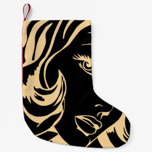 Petite Chaussette De Noël Portrait de la fille aux cheveux rejetés