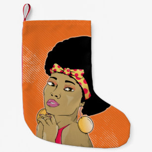 Petite Chaussette De Noël Portrait rétrographique de la femme noire