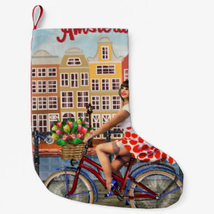 Petite Chaussette De Noël Poster d'Amsterdam : Pin-Up Girl Cycling.