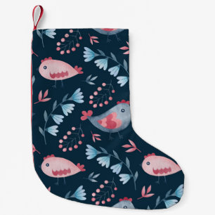Petite Chaussette De Noël Poulets folkloriques : Aquarelle Motif sans coutur