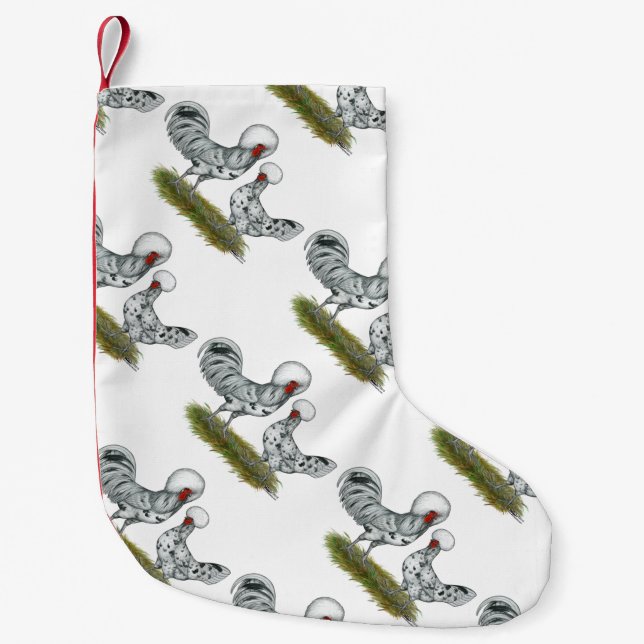 Petite Chaussette De Noël Poulets polonais d'éclaboussure (Devant)