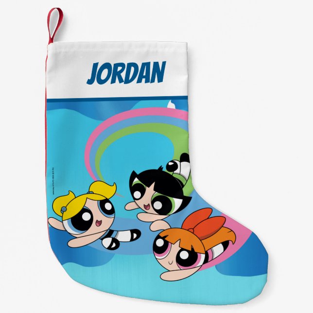Petite Chaussette De Noël Powerpuff Girls Fly Through The Sky (Devant)