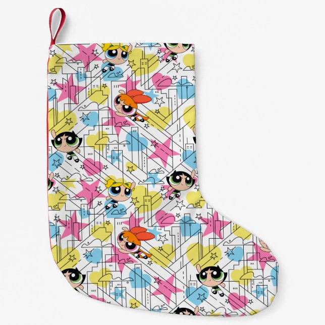 Petite Chaussette De Noël Powerpuff Girls Townsville Pattern (Devant)