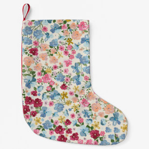Petite Chaussette De Noël pré du milieu de l'été, motif plante en fleurs.