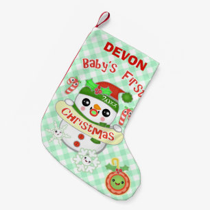 Petite Chaussette De Noël Premier bas de Noël du bébé fait sur commande d