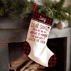 Petite Chaussette De Noël Premier Noël de chat Lettre mignonne et drôle au P