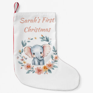 Petite Chaussette De Noël Premier Noël du bébé mignonne Elemphant Floral