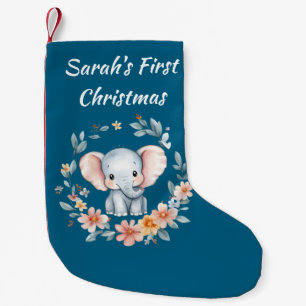 Petite Chaussette De Noël Premier Noël du bébé mignonne Elemphant Floral