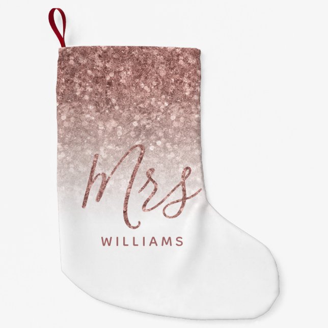 Petite Chaussette De Noël Premier Noël Mme Rose personnalisée Parties scinti (Devant)