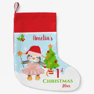 Petite Chaussette De Noël Première Ballerine Pingouin de Noël