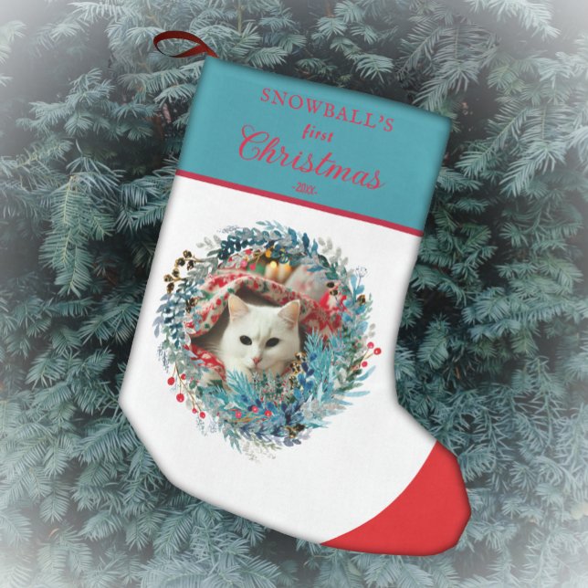 Petite Chaussette De Noël Première couronne d'aquarelle de Noël de l'animal (Créateur téléchargé)