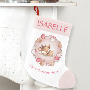 Petite Chaussette De Noël Première fille de Noël rose mignonne Stocking de N