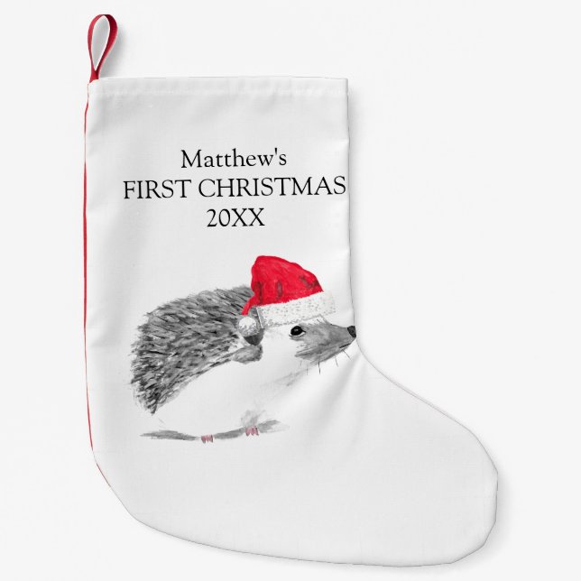 Petite Chaussette De Noël Première forêt de hérisson de Noël pour bébé (Devant)