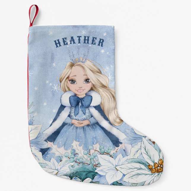 Petite Chaussette De Noël Princesse Blonde Snowy Winter (Devant)