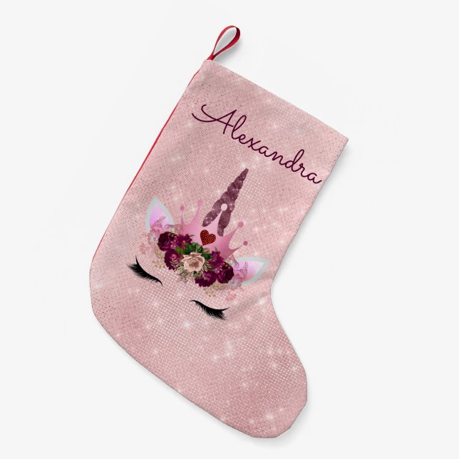 Petite Chaussette De Noël Princesse Unicorn Rose Gold - rose pâle (Devant (Accrochage))