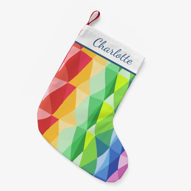 Petite Chaussette De Noël Prisme arc-en-ciel géométrique Abstraite Nom perso (Devant (Accrochage))