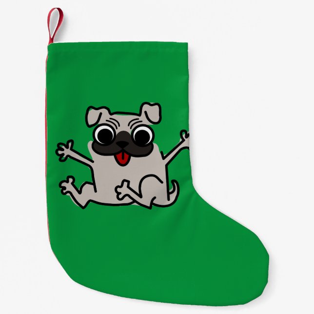 Petite Chaussette De Noël Pug heureux (Devant)