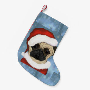 Petite Chaussette De Noël Pug Santa