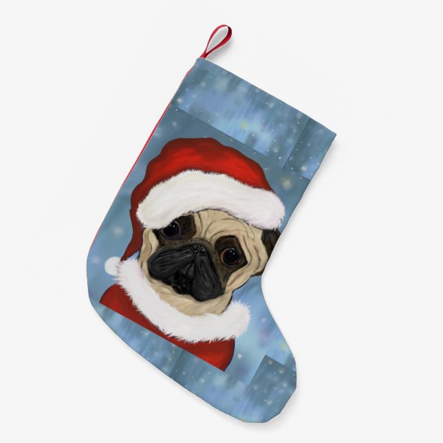 Petite Chaussette De Noël Pug Santa (Devant (Accrochage))
