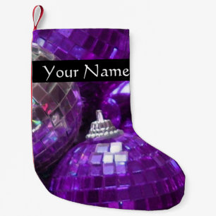 Petite Chaussette De Noël Purple Baubles Texte bas noir