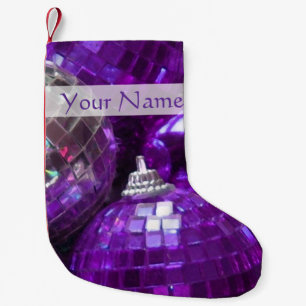 Petite Chaussette De Noël Purple Baubles Texte stocké