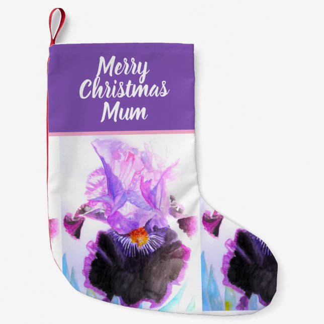 Petite Chaussette De Noël Purple Iris Irises Flowers Floral Flower Christmas (Devant)