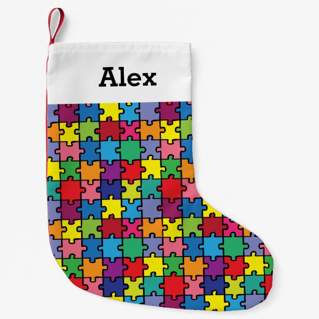 Petite Chaussette De Noël Puzzle personnalisé de sensibilisation sur (Devant)