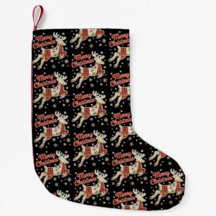 Petite Chaussette De Noël Pyjama Rouge à Carreaux Renne Buffle Joyeux Noël