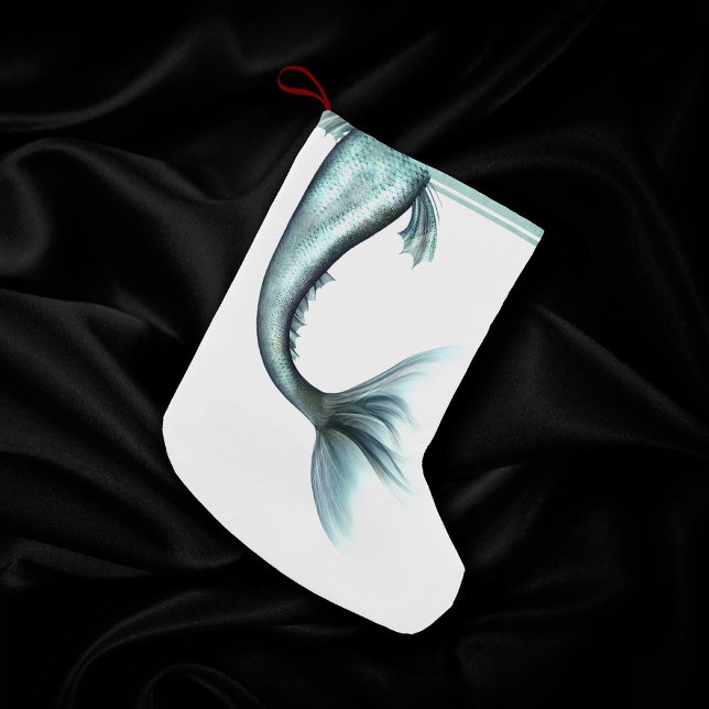 Petite Chaussette De Noël Queue Mermaid Luxe | Monnaie de mer vert Aqua Shee (Créateur téléchargé)