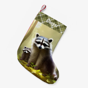 Petite Chaussette De Noël Raccoon Family Wildlife Portrait Personnalisé