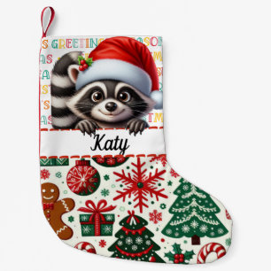 Petite Chaussette De Noël Raccoon Père Noël Christmas Stocking & Holiday acc