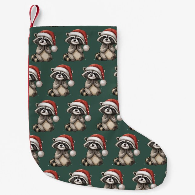 Petite Chaussette De Noël Racoon Christmas Animal Santa Hat Xmas (Devant)