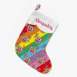 Petite Chaussette De Noël Rainbow Cartoon Reindeer Motif amusant coloré