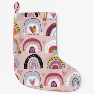 Petite Chaussette De Noël Rainbows enfant Fleurs Coeurs Motif