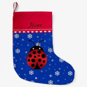 Petite Chaussette De Noël Rayure bleue de rouge de flocons de neige de