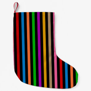 Petite Chaussette De Noël Rayures arc-en-ciel colorées - Noir